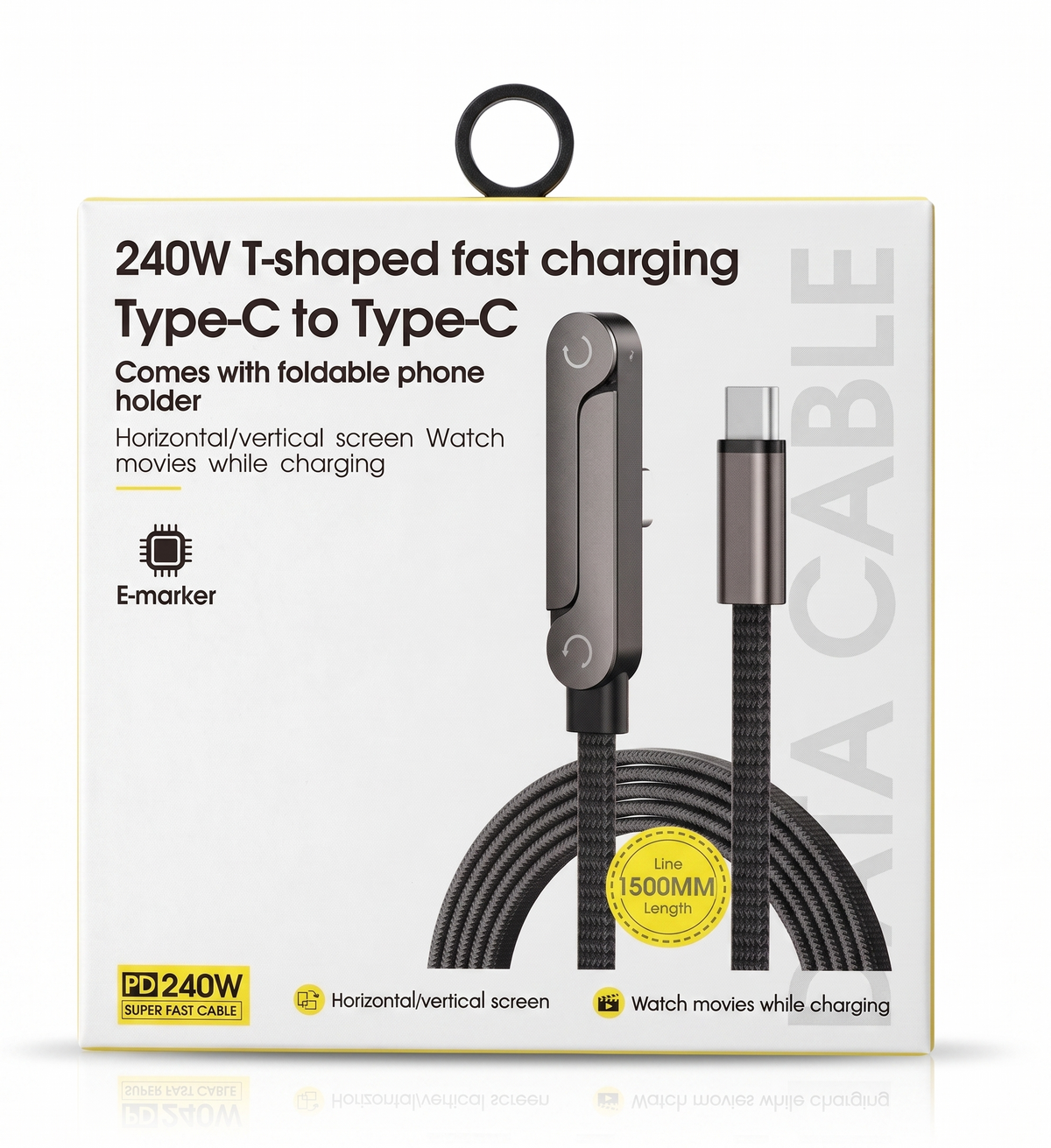 C타입 패브릭 초고속 데이터 케이블 (240W T-Shaped Fast Charging)