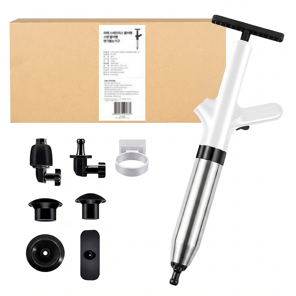 [리예] 스테인리스 뚫어뻥 변기뚫는 기구_화이트컬러 (Stainless Steel Drain Blaster_White)