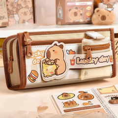 카피바라 대용량 5단 수납 필통 (Capybara Large Capacity 5-Tier Pencil Case)