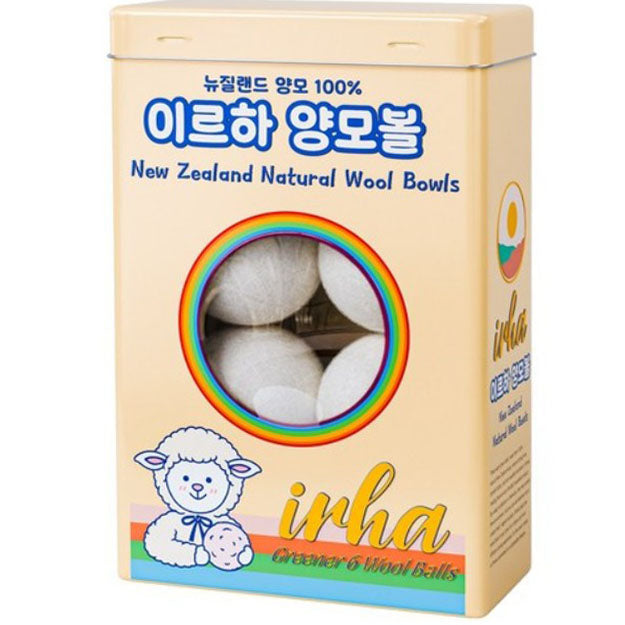 <뉴질랜드양모 100%!!>[이르하]건조기 양모볼 세탁볼 6p_보관함포함 (Wool Dryer Balls 6p_Includes a tin case)